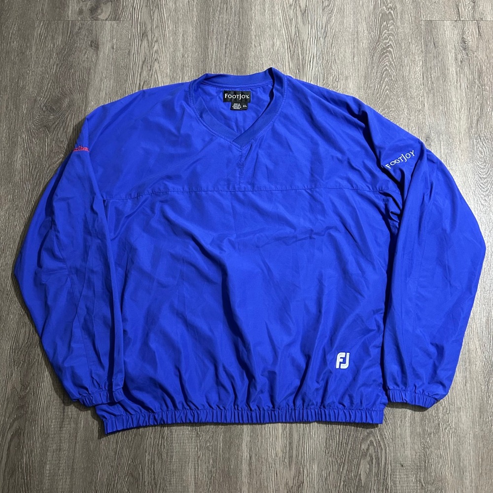 Footjoy Windshirt XXL Blue V-Neck Pullover Golf Jacket Mens Long Sleeve